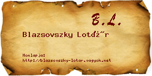Blazsovszky Lotár névjegykártya